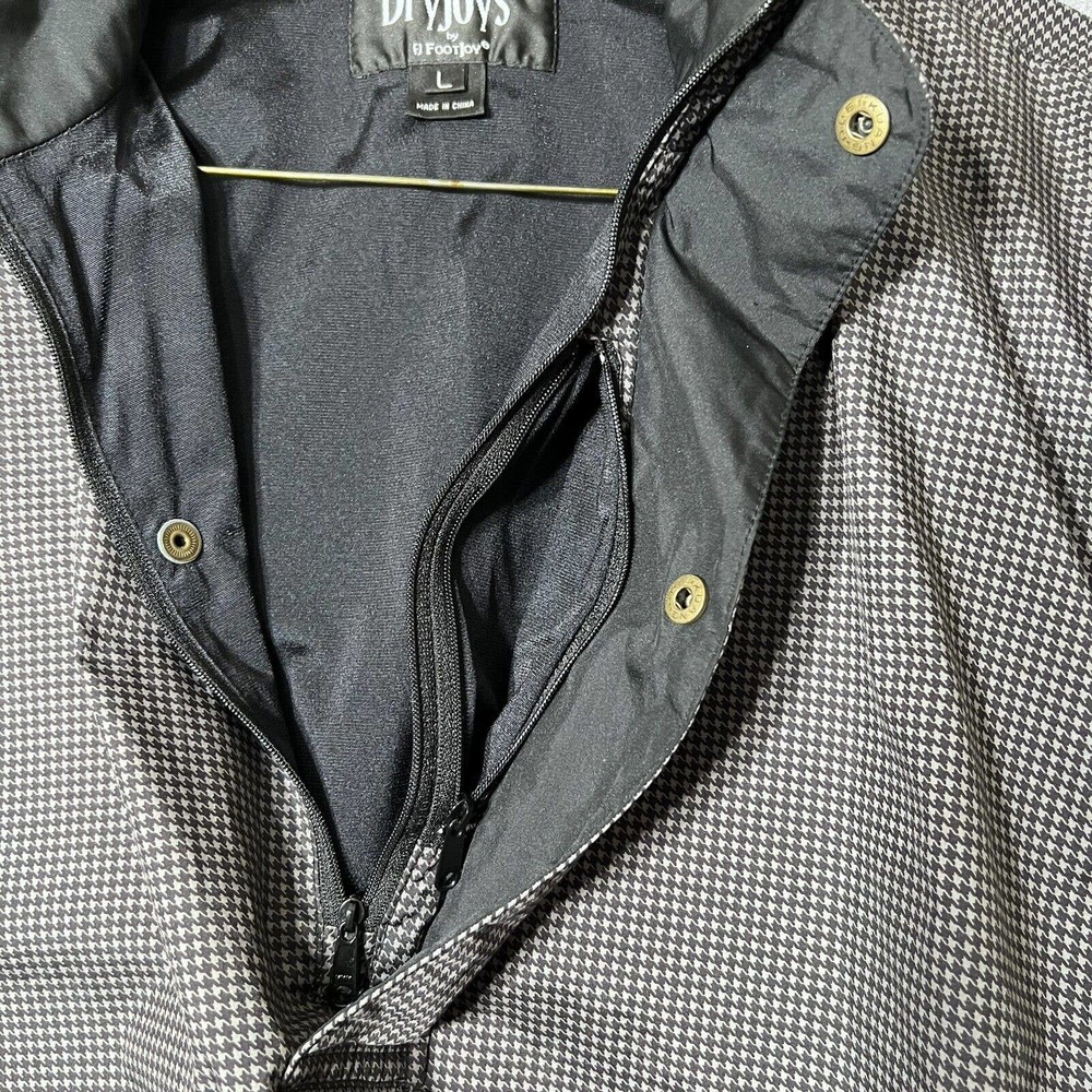 FootJoy DryJoys Mens Golf Rain Vest Large Gray Houndstooth Zip Snap Lined - Picture 8 of 12